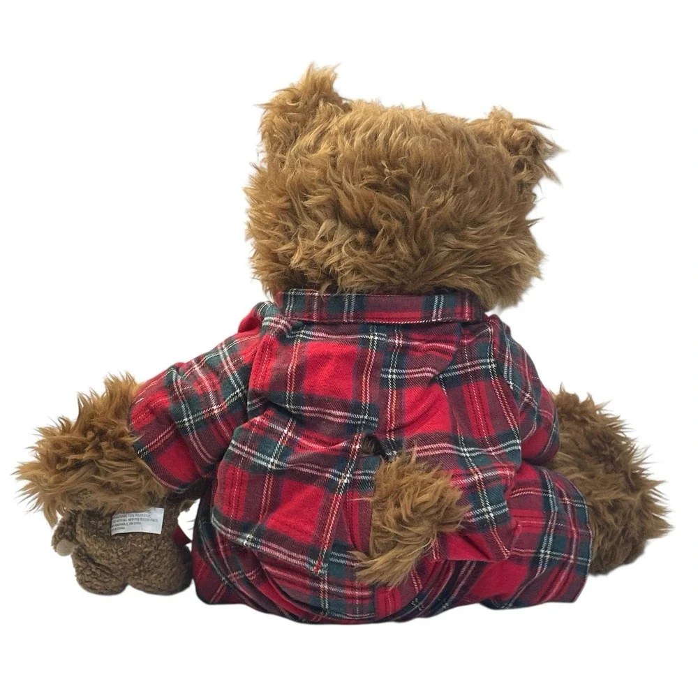 Belkie Bear 2000 Plush Teddy‎ Bear with Plaid Pajamas & Mini Bear Friend Vintage